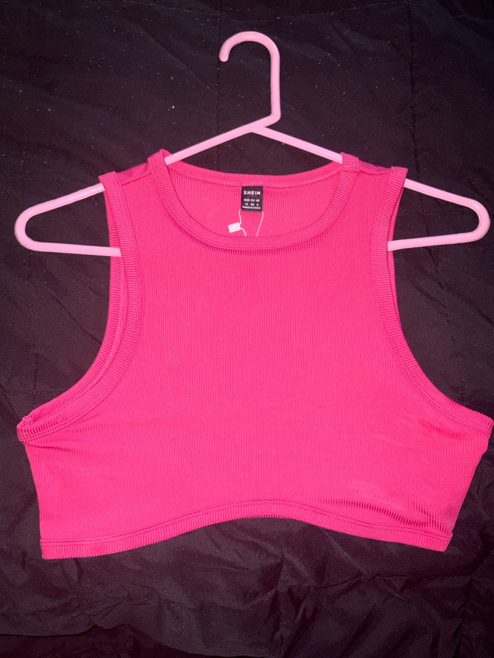 SHEIN Hot Pink Ribbed Racerback Crop Tank - Picture 4 of 4